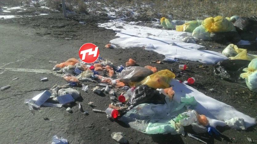 Фото В Челябинской области «кладбище» медицинских отходов устроили прямо вдоль дороги